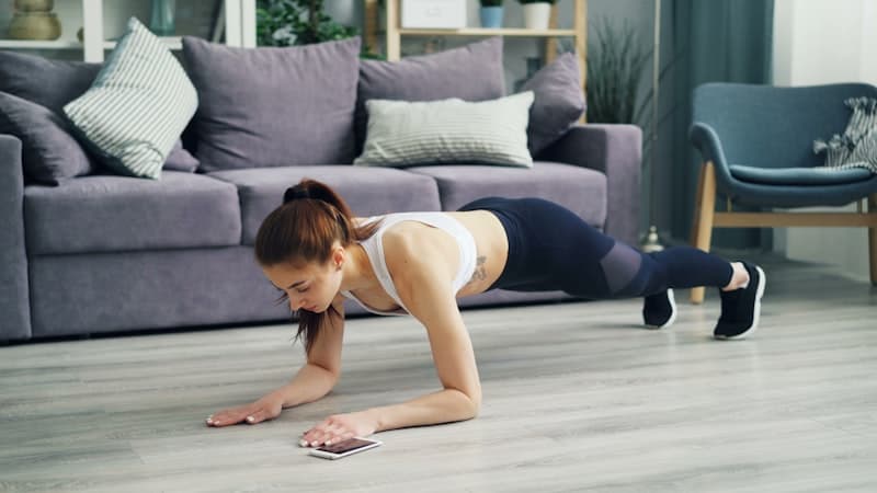 Person doing a core exercise at home