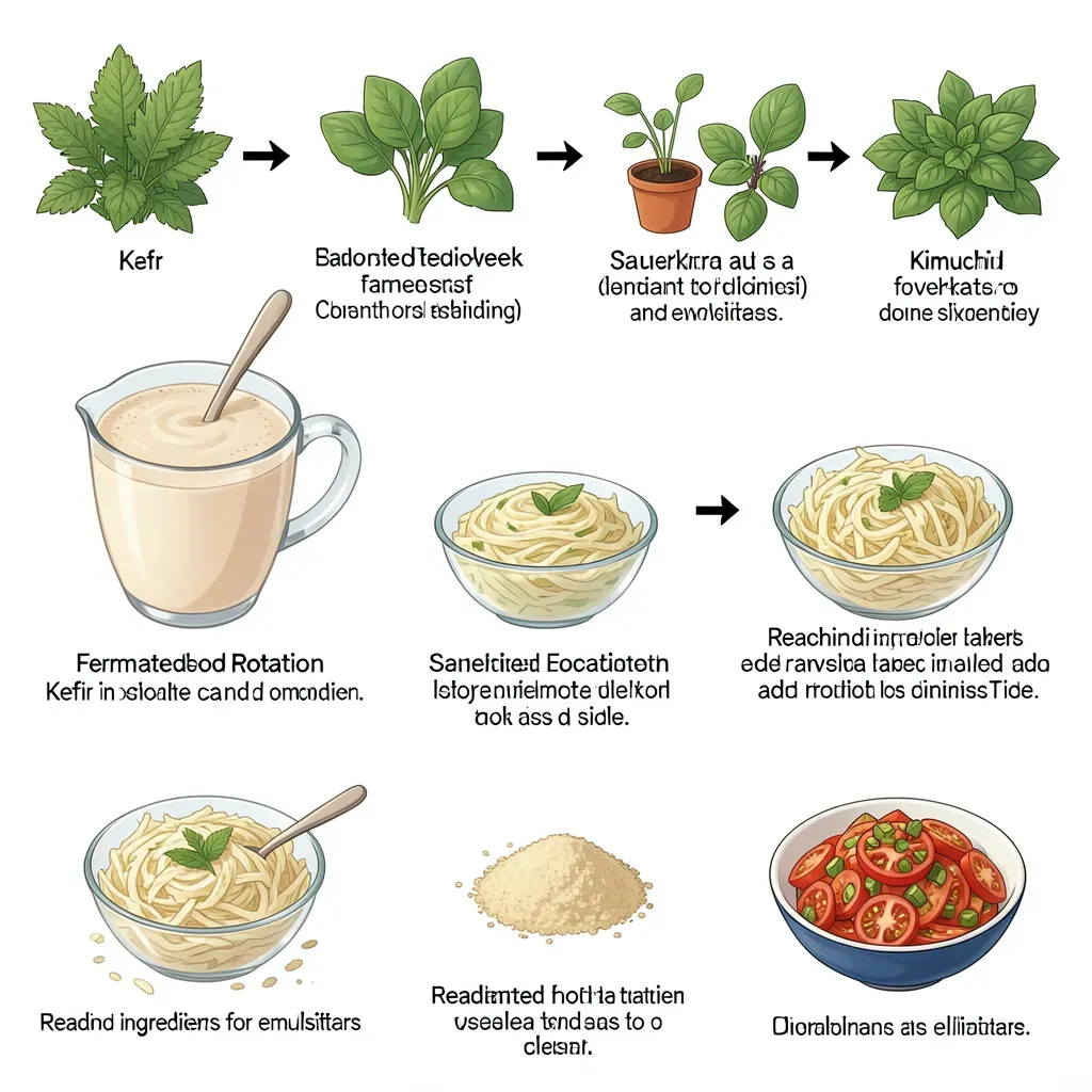 Walk through the 30-plants-per-week framework with practical examples of how to count and diversify. Show a fermented food rotation (kefir in smoothie, sauerkraut as a condiment, kimchi as a side). Demonstrate reading ingredient labels for emulsifiers. Focus on what to add rather than what to eliminate.